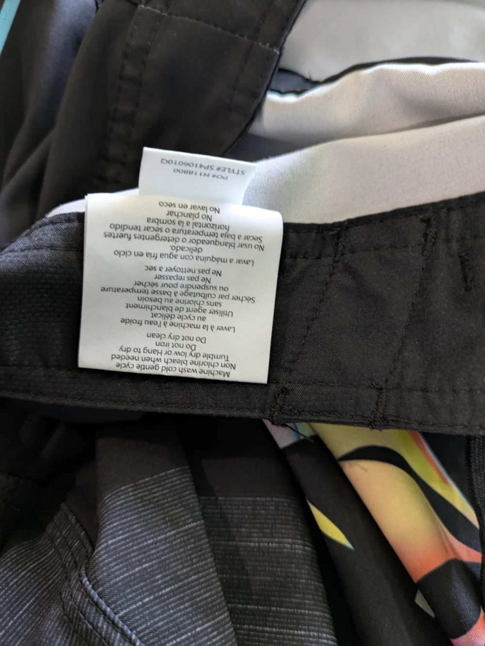 O'Neill Black Swim Board Shorts with Pastel Tropical Stripe